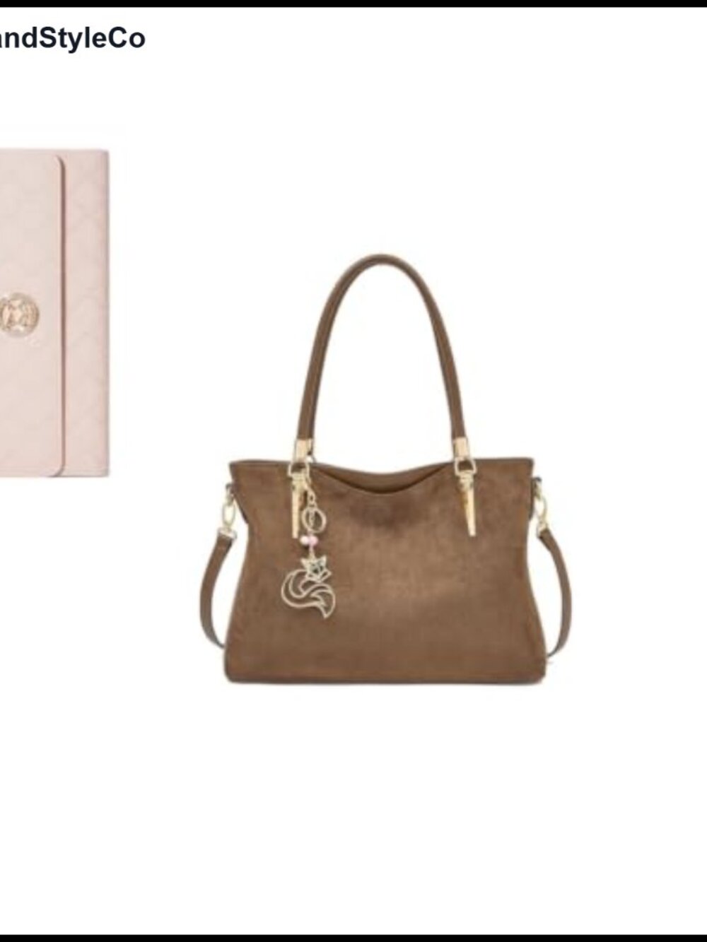 Genuine Leather Medium Tote Bag with Matching Wallet Set